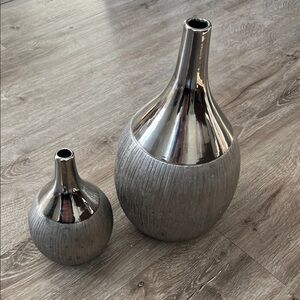 Silver and Gray Decorative Vases